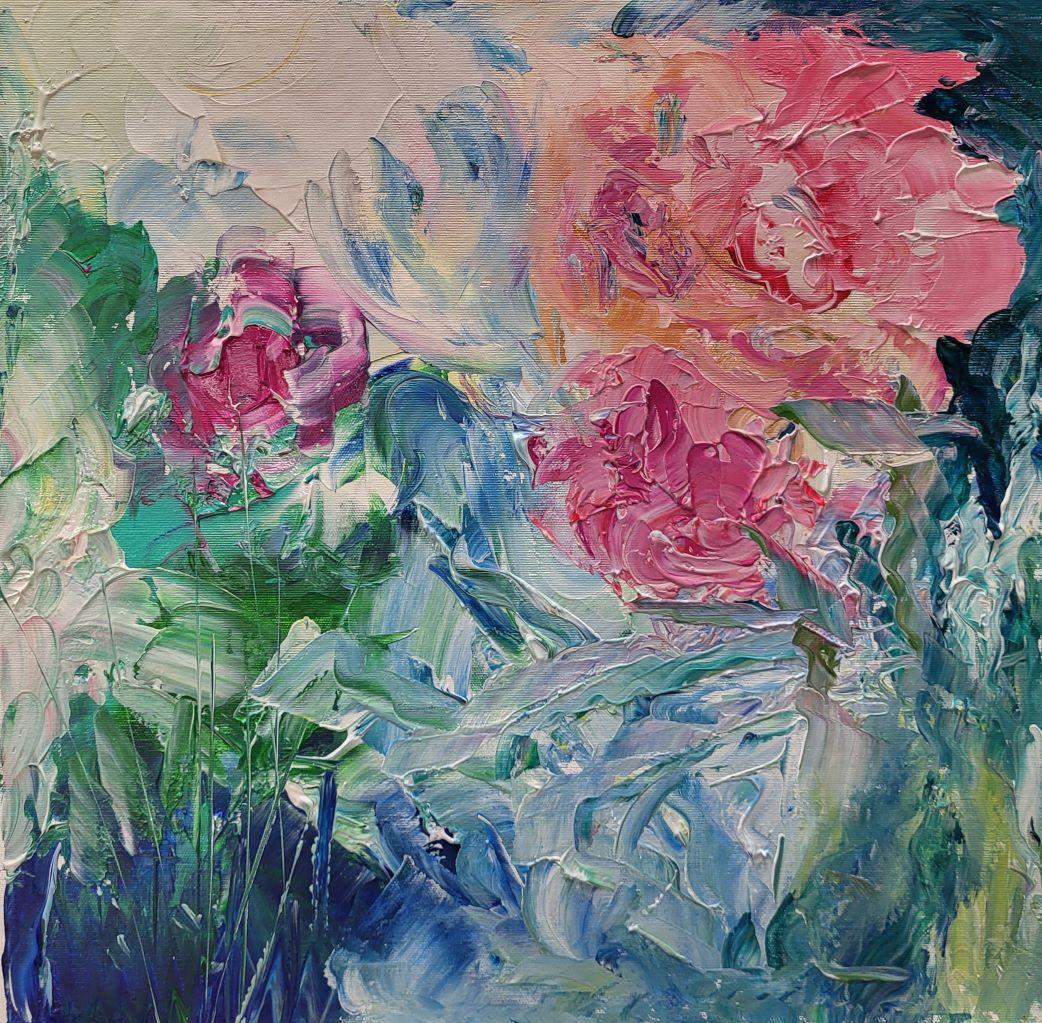 Lea Karvala Abstract Painting - My daughter’s flowers