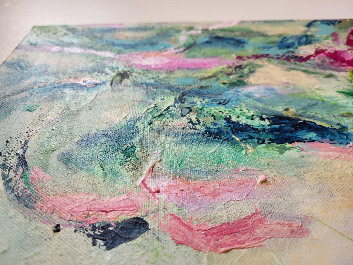 My garden in the year 2024 - Abstract Painting by Lea Karvala