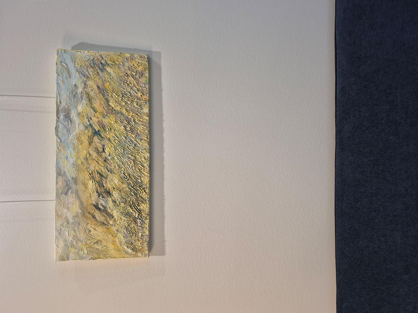 This artwork masterfully captures the essence of a windswept landscape, utilizing dynamic brushstrokes to evoke movement and energy. The canvas is an interplay of muted earth tones and subtle blues, blending to create an impressionistic vision of