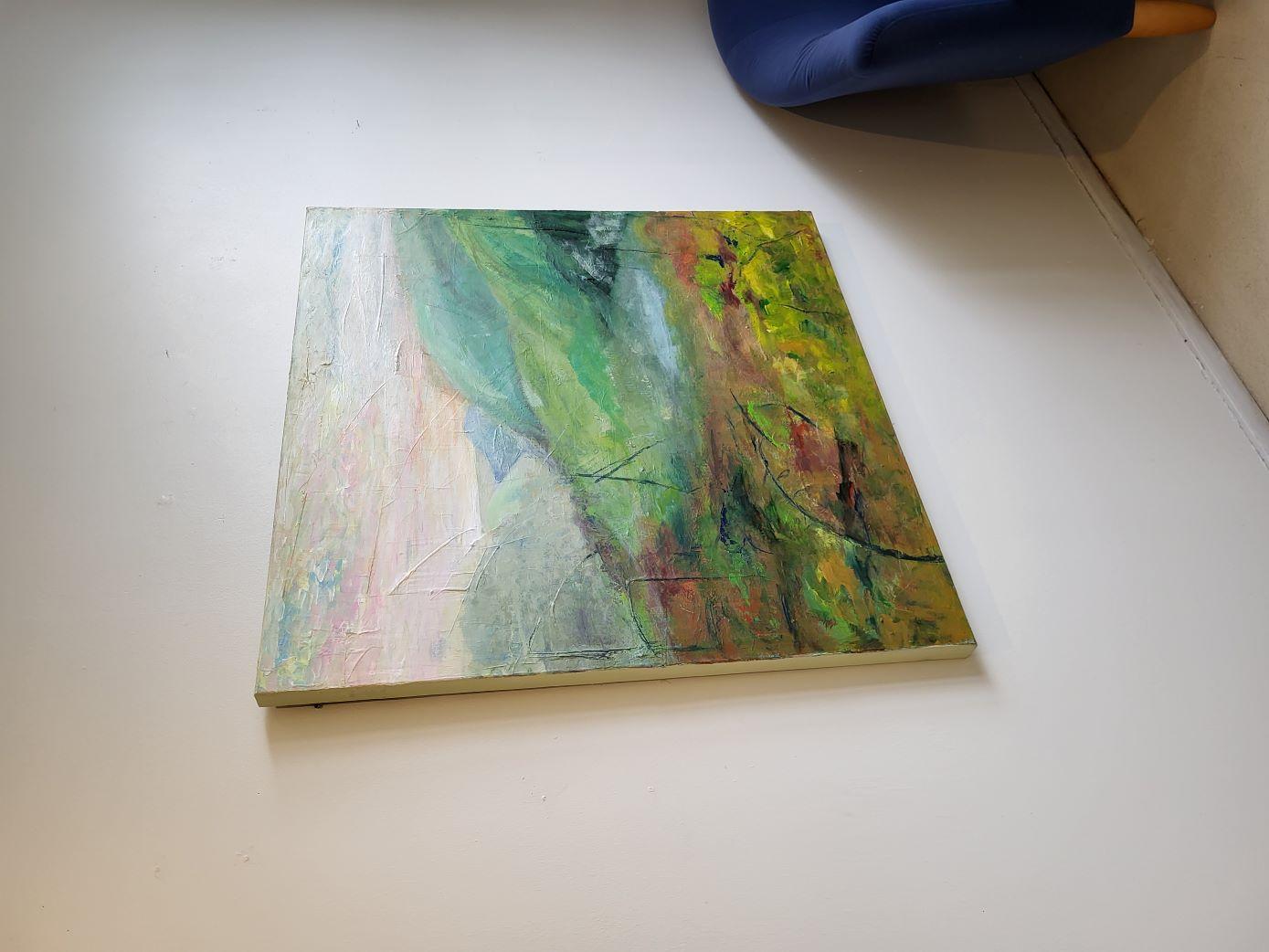 Piece of the countryside (Grau), Abstract Painting, von Lea Karvala