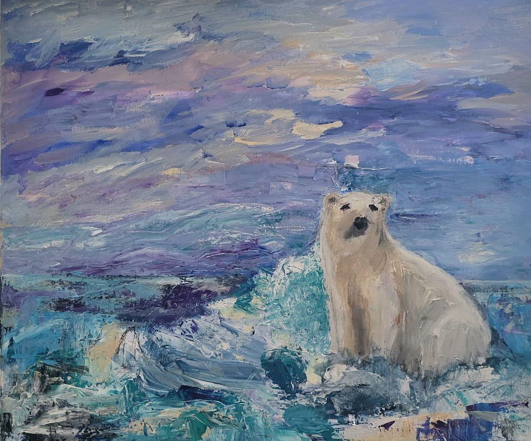 Lea Karvala Landscape Painting – Polar bear