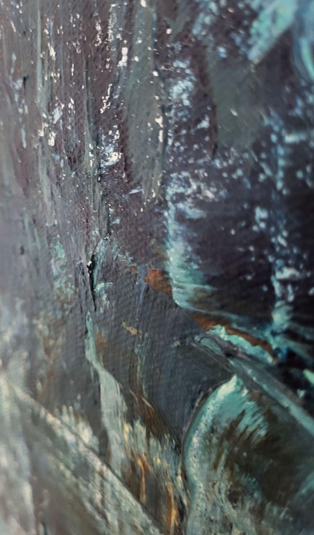 The blue moment of the evening (Blau), Landscape Painting, von Lea Karvala