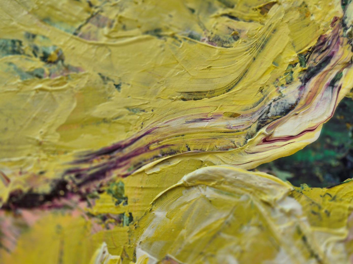 The pink and yellow flower bed (Braun), Abstract Painting, von Lea Karvala