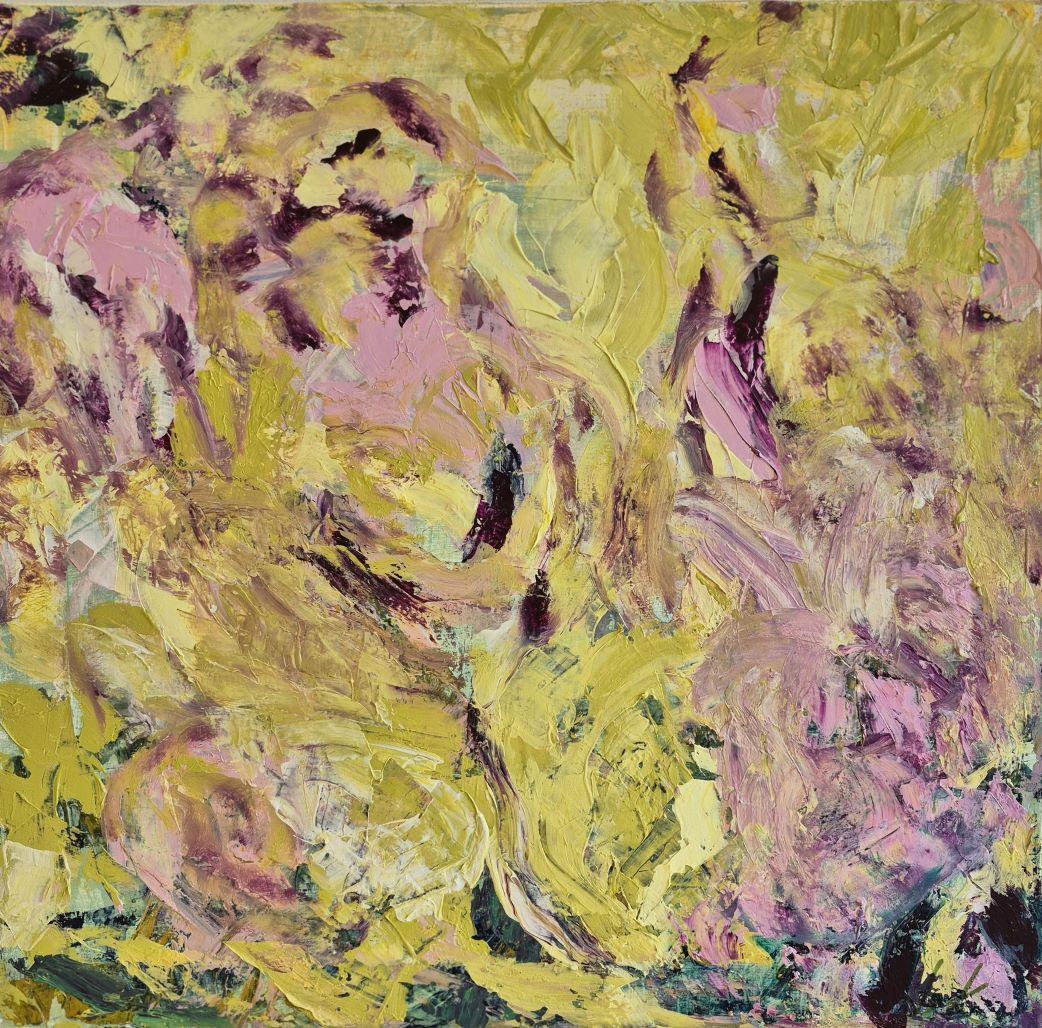 The pink and yellow flower bed