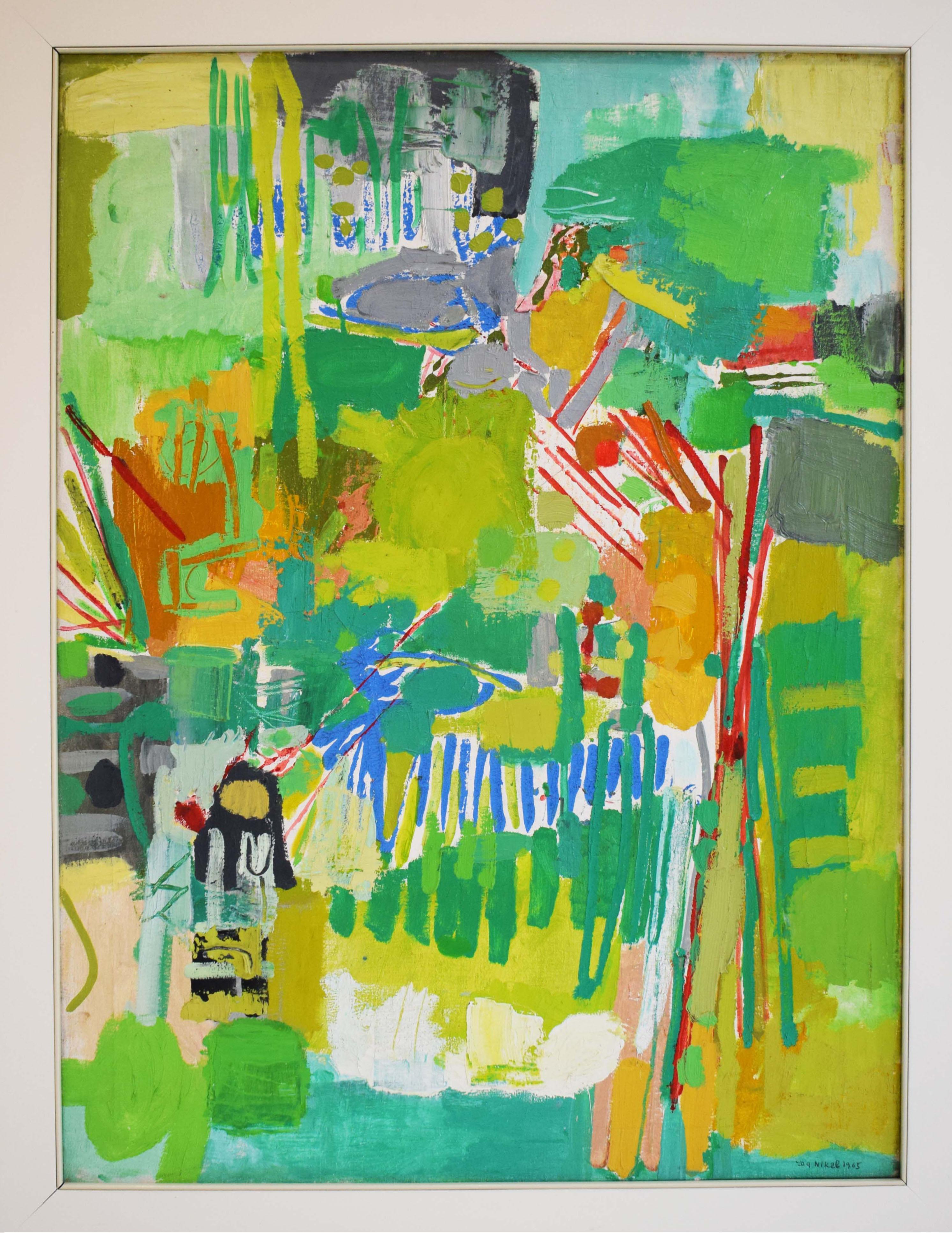 Abstrakt [Malerei in Grün] - Abstrakt in Grün Israelisch Abstrakt (Braun), Abstract Painting, von Lea Nikel