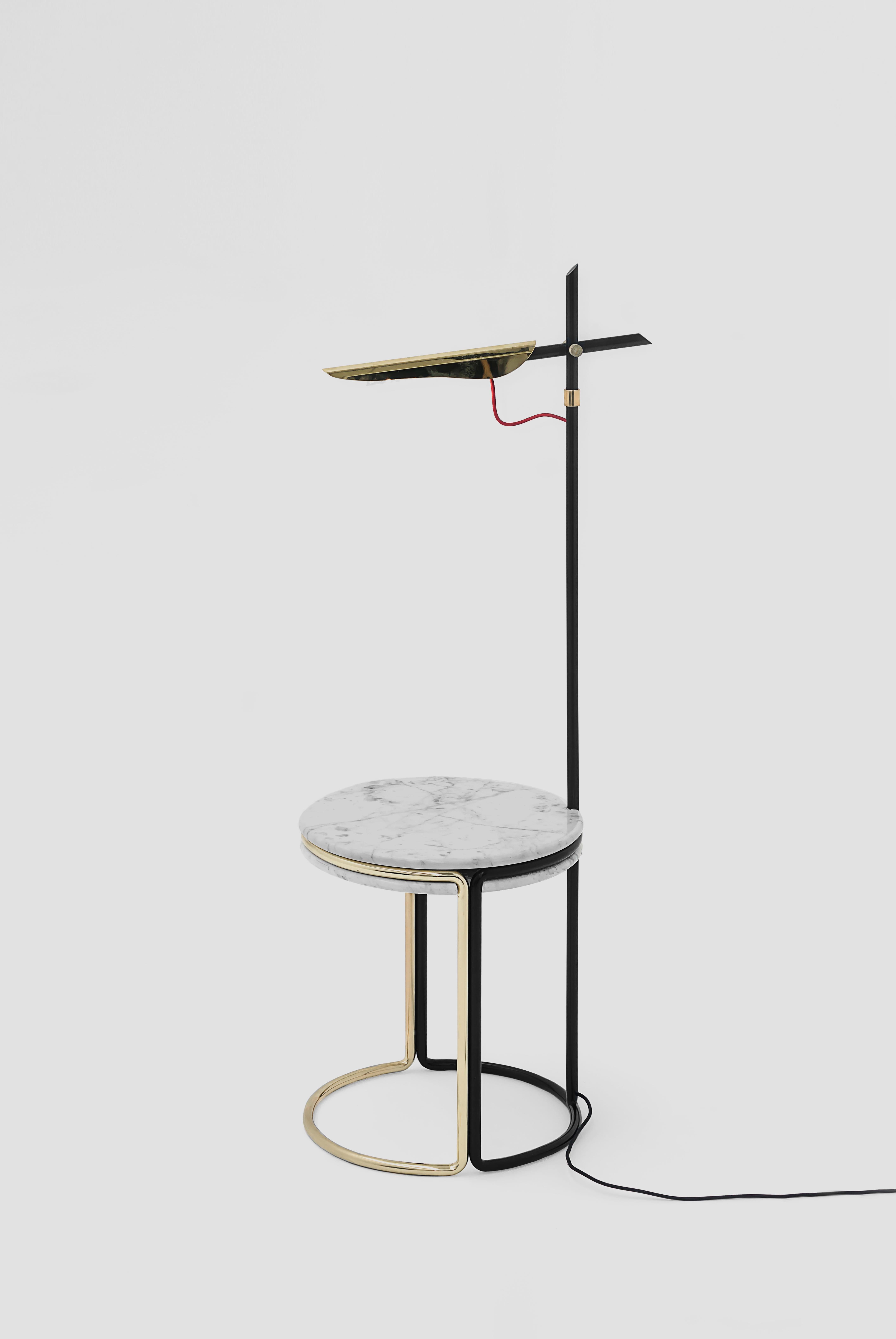 Lea side table by Germán Velasco
Dimensions: D 45 x H 140 cm
Materials: steel, Calcatta marble.

Auxiliary reading table made of Calacatta marble, steel and electrostatic paint.

Germán Velasco studied Architecture at the Universidad