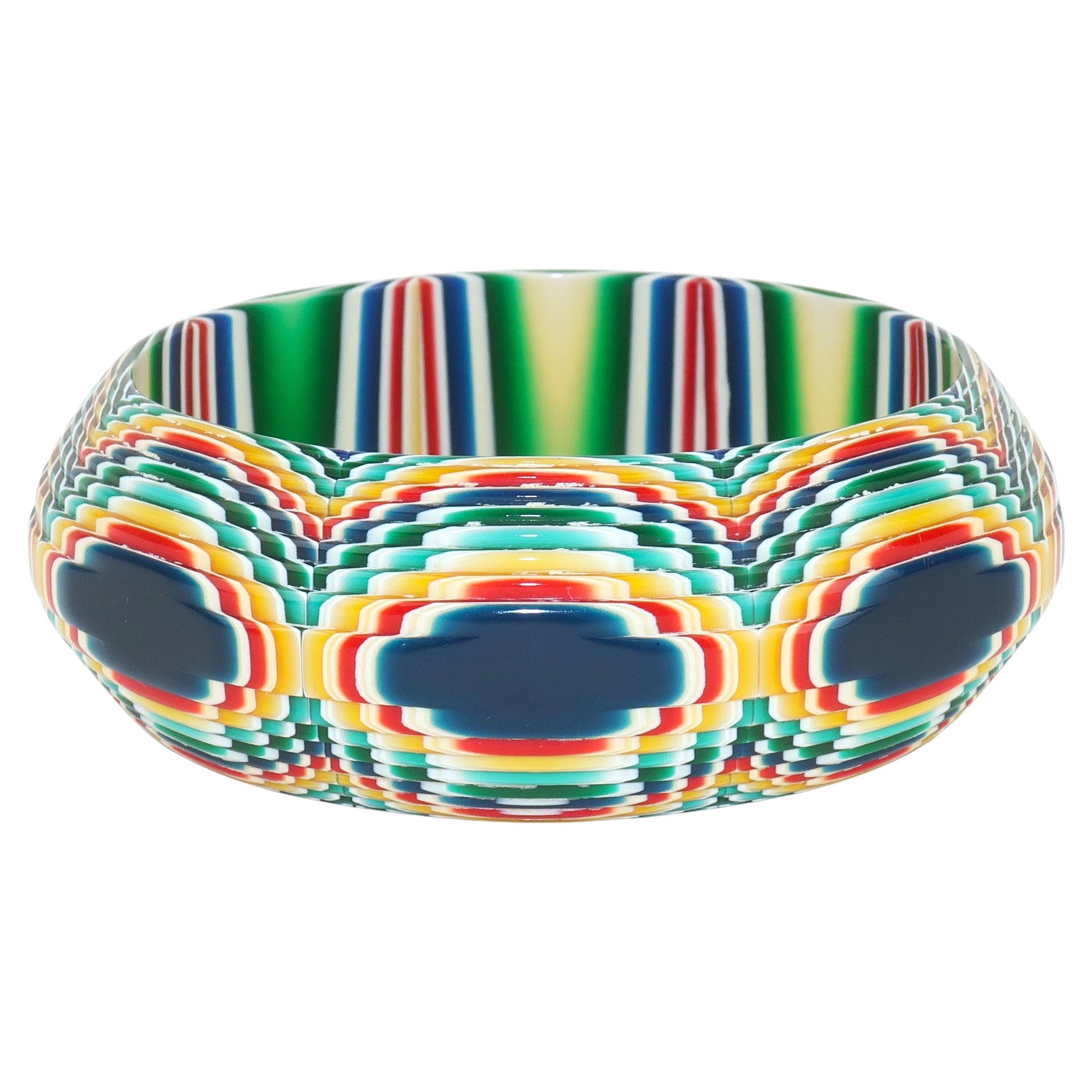 LEA STEIN French Fused Plastic Op Art Bangle Bracelet, C.1970