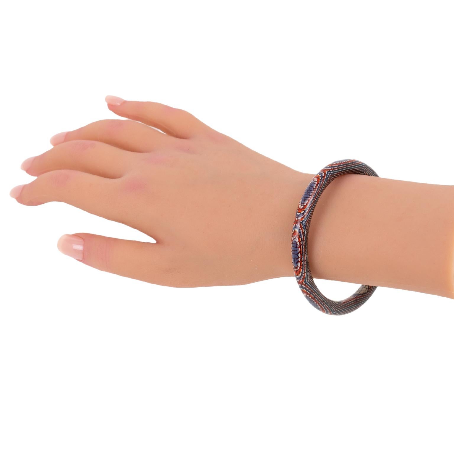 Lea Stein Paris Laminierte Kaleidoskop-Armband Armreif Patriotische Farben im Angebot 3