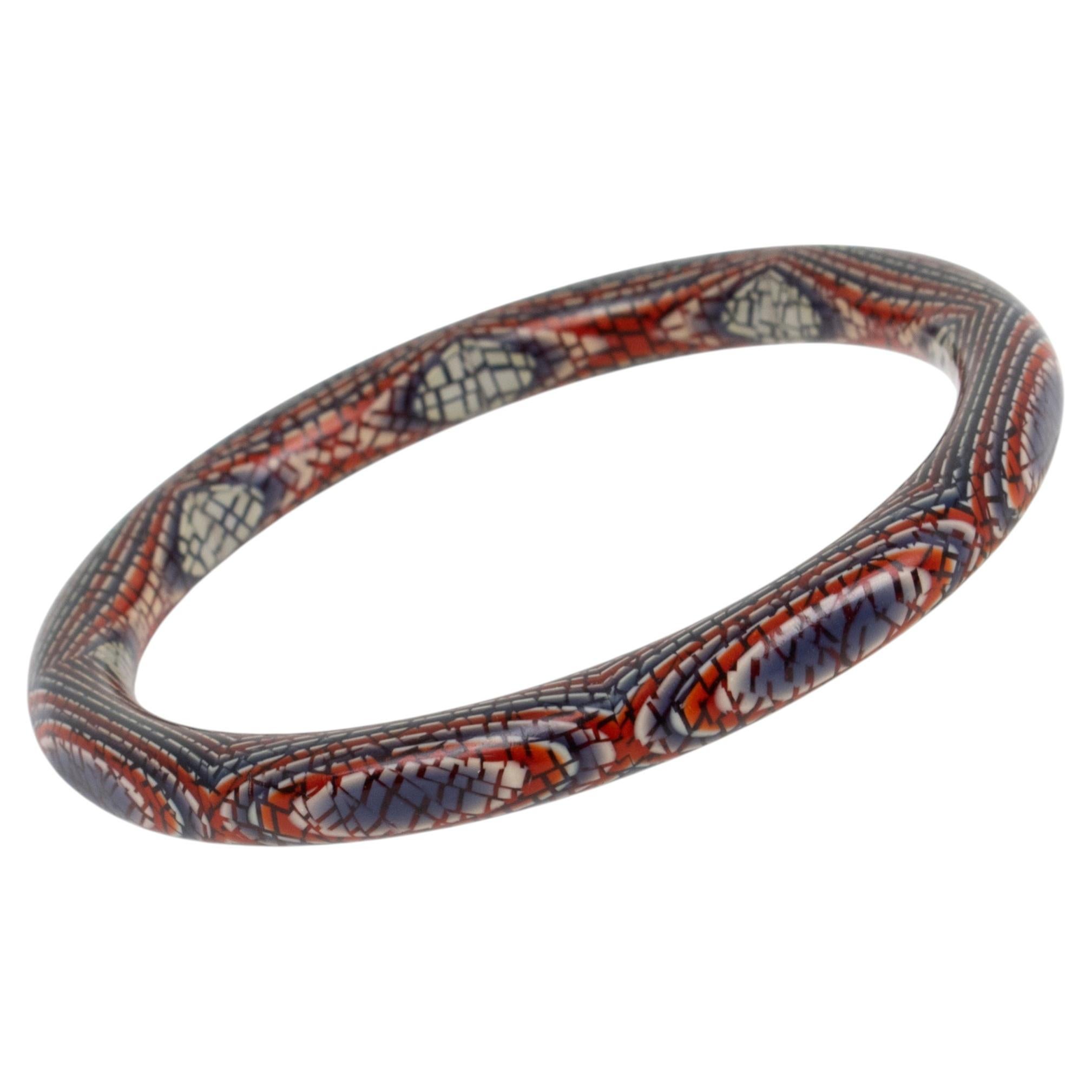 Lea Stein Paris Bracelet jonc kaléidoscope stratifié couleurs patriotiques en vente