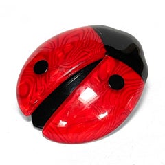 Lea Stein Paris Red & Black Ladybug Brooch