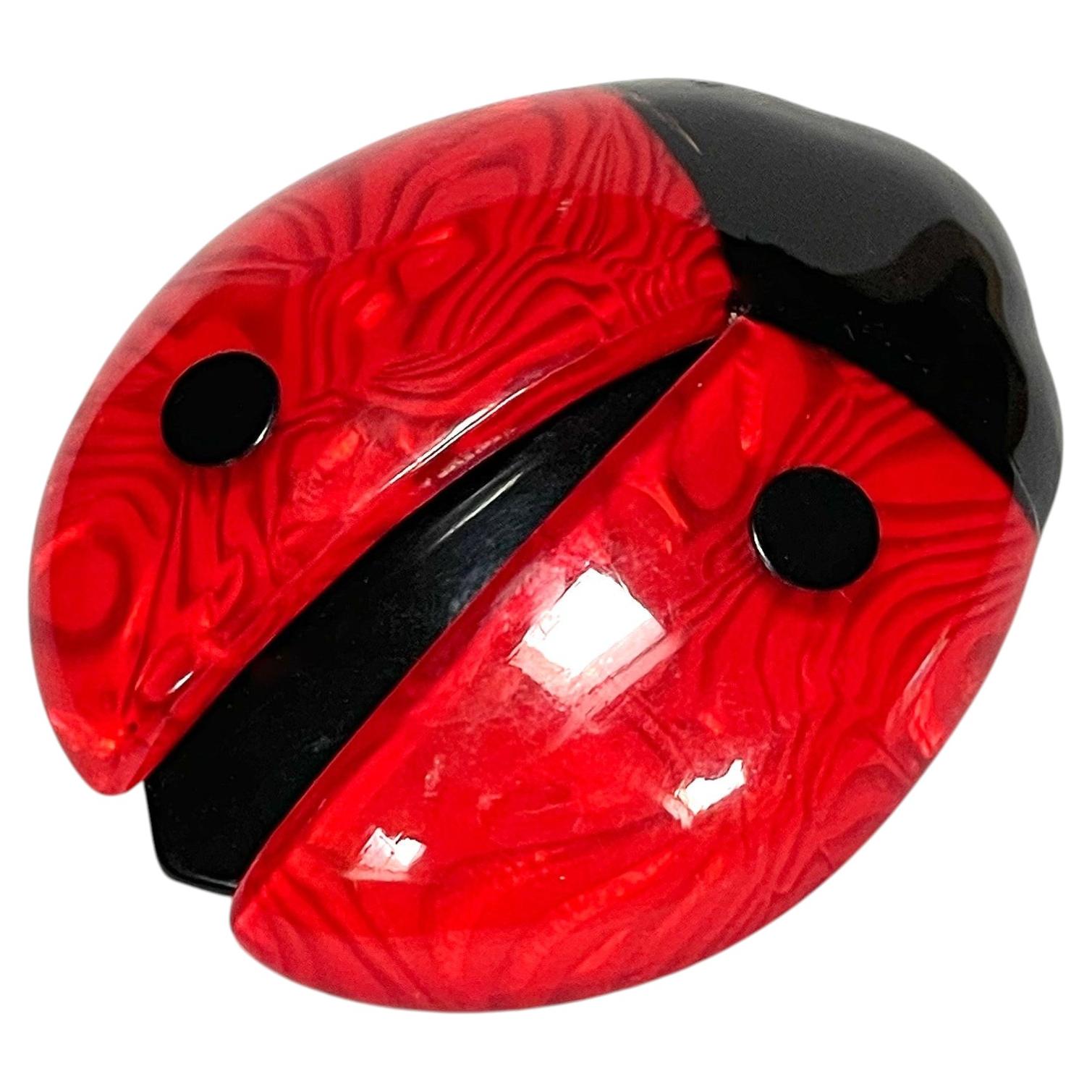 Lea Stein Paris Red & Black Ladybug Brooch
