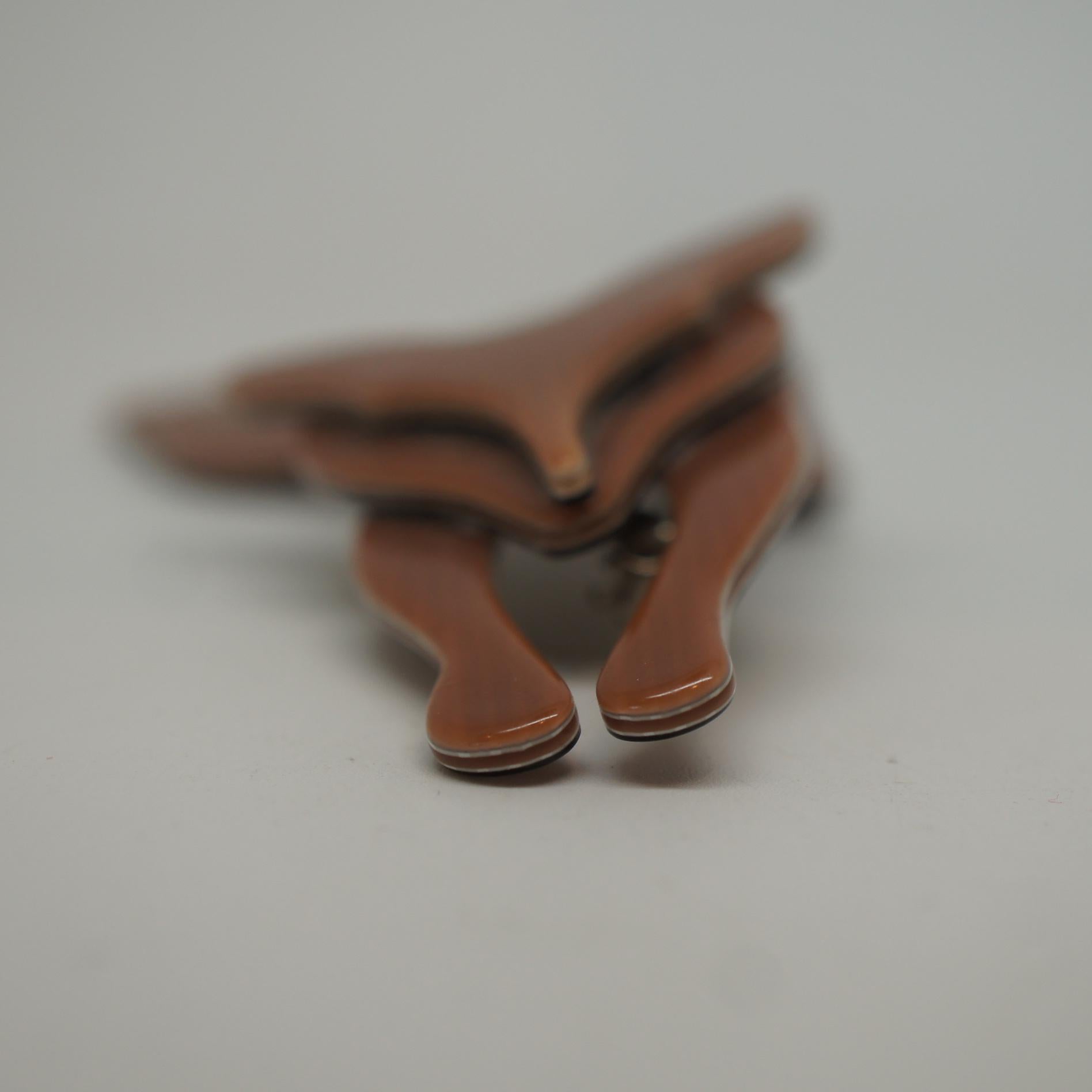 Lea Stein Renard Fox Caramel Brown Bakelite Pin Brooch Mid-Century Modern MCM 2