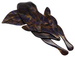 Lea Stein Renard Fox Purple & Gold Bakelite Pin Brooch Mid-Century Modern MCM