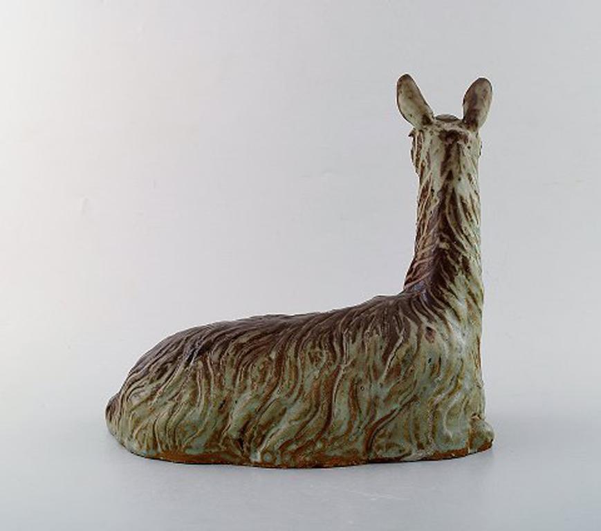 Scandinavian Modern Lea Von Mickwitz '1884-1978', Arabia, Large Sculpture in Glazed Stoneware, Lama For Sale
