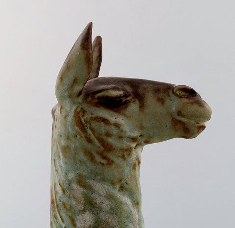 Mid-20th Century Lea Von Mickwitz '1884-1978', Arabia, Large Sculpture in Glazed Stoneware, Lama For Sale