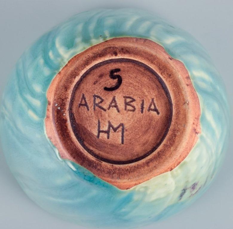 Leder von Mickwitz für Arabia, Finnland. Keramikschale mit türkisfarbener Glasur (20. Jahrhundert) im Angebot