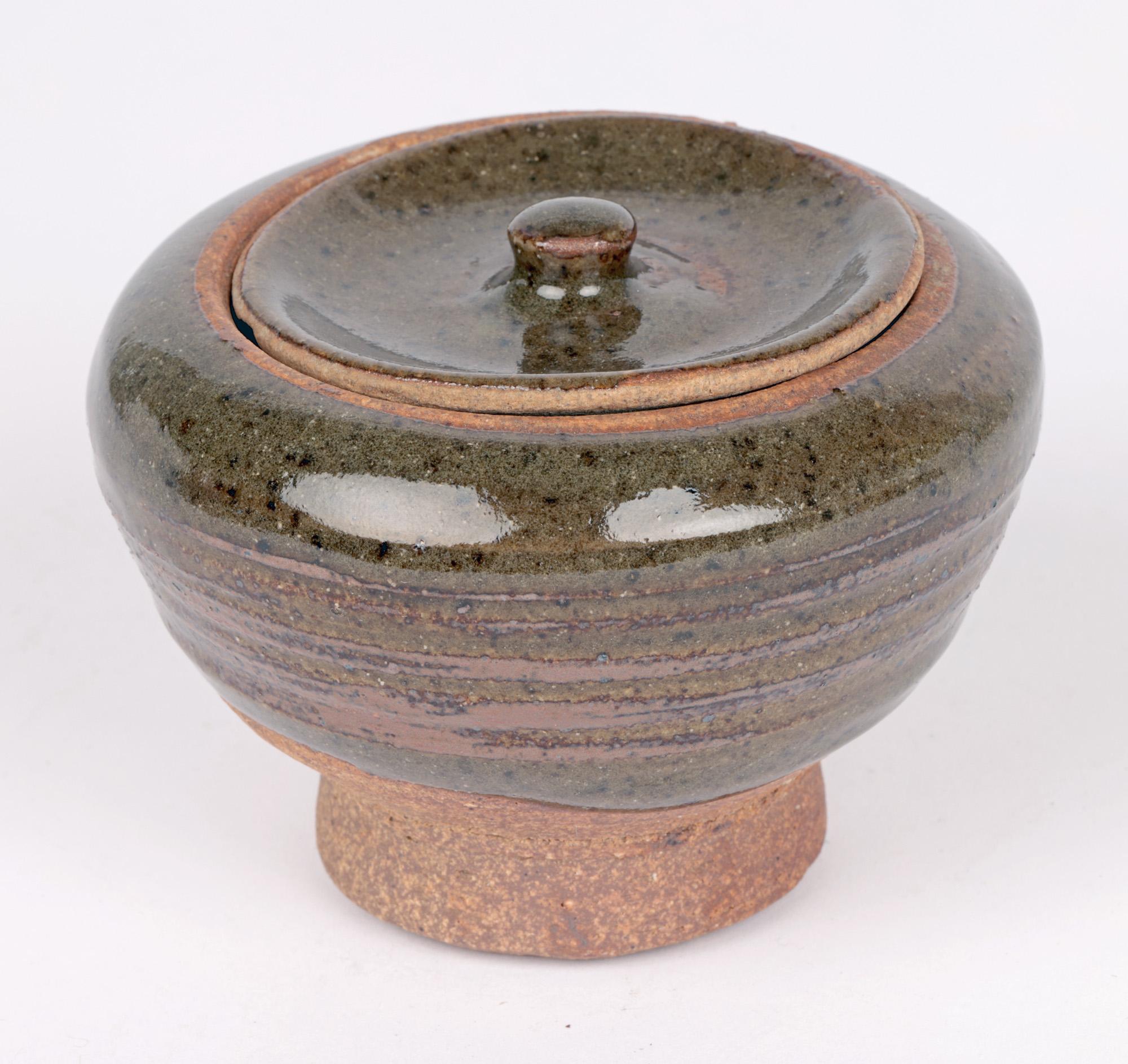 Leach Pottery Studio Pottery Lidded Green Glazed Pot For Sale 1