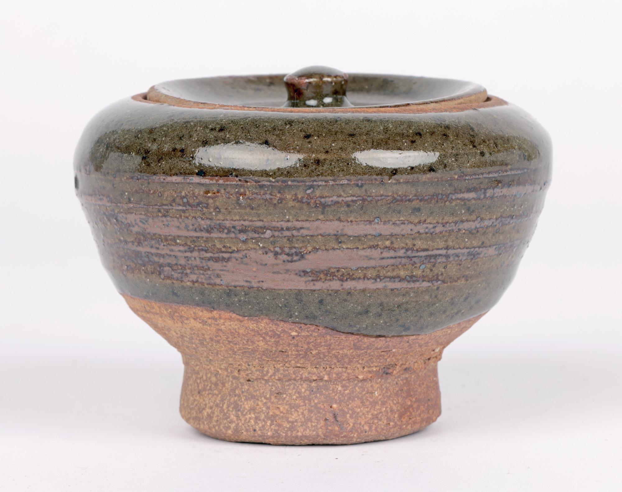 Leach Pottery Studio Pottery Lidded Green Glazed Pot For Sale 3