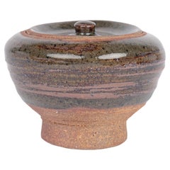 Retro Leach Pottery Studio Pottery Lidded Green Glazed Pot