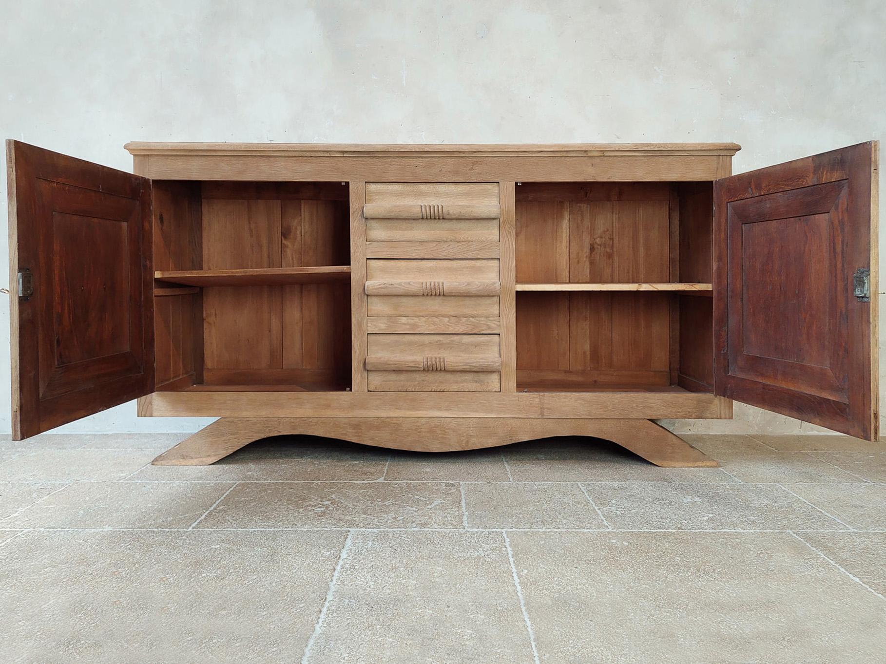 Leached Oak Sideboard by Charles Dudouyt 1940s 5