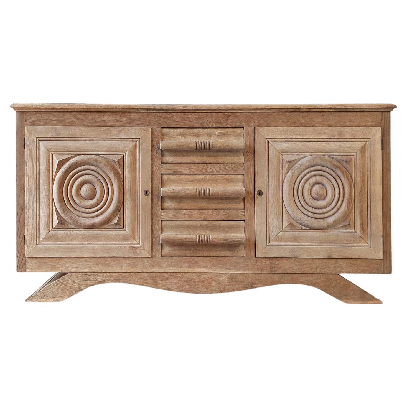 Leached Oak Sideboard by Charles Dudouyt 1940s