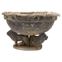 Lead Bird Bath on Lion Supports, late 19th century