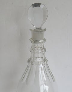 Lead Crystal cut Glass Mallet Decanter Three Neck Rings lozenge stopper, Ca 1790