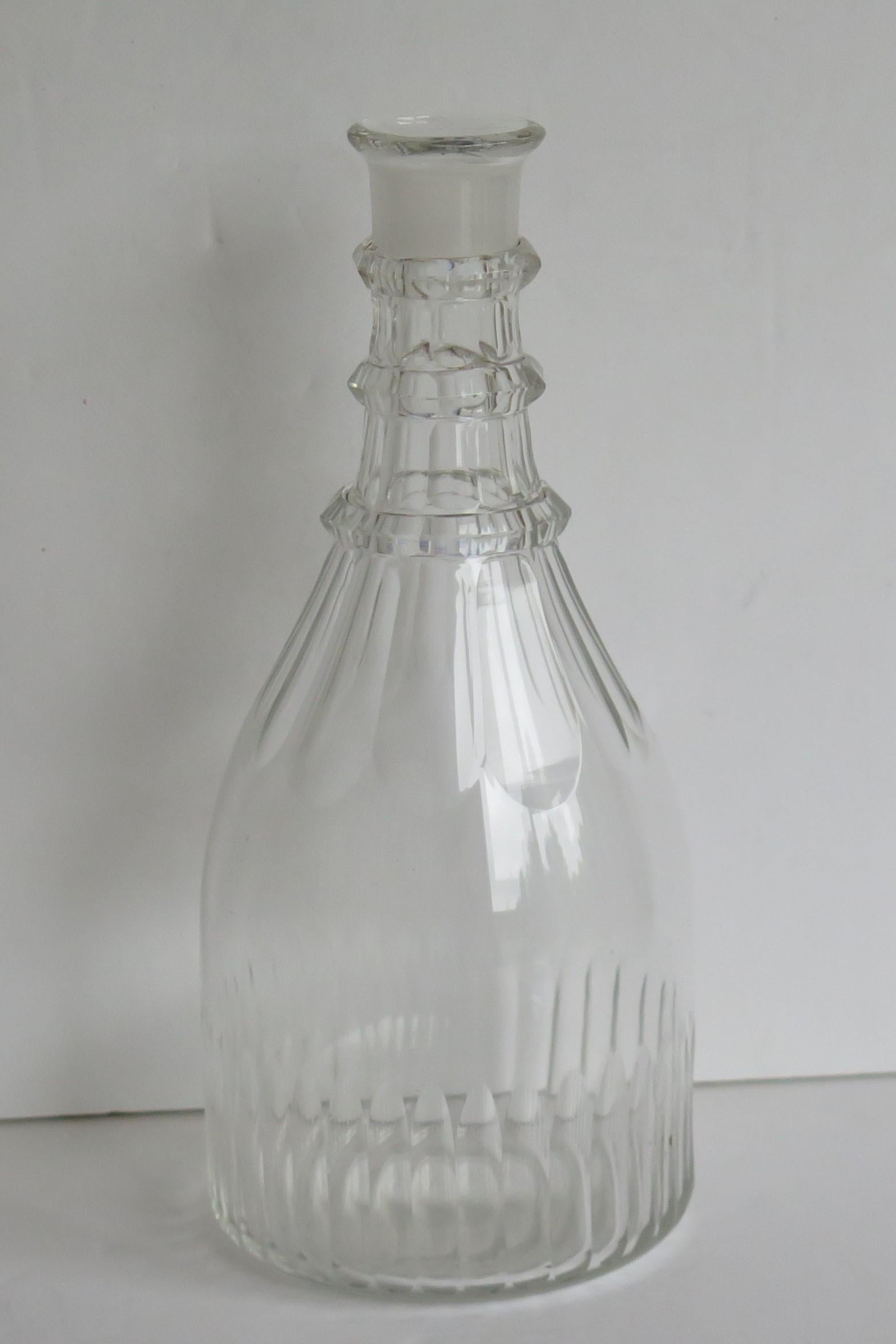 Blei Bleikristall geschliffenes Glas Mallet Dekanter Drei Halsringe Rautenstopfen, ca. 1790 (Geschliffenes Glas) im Angebot