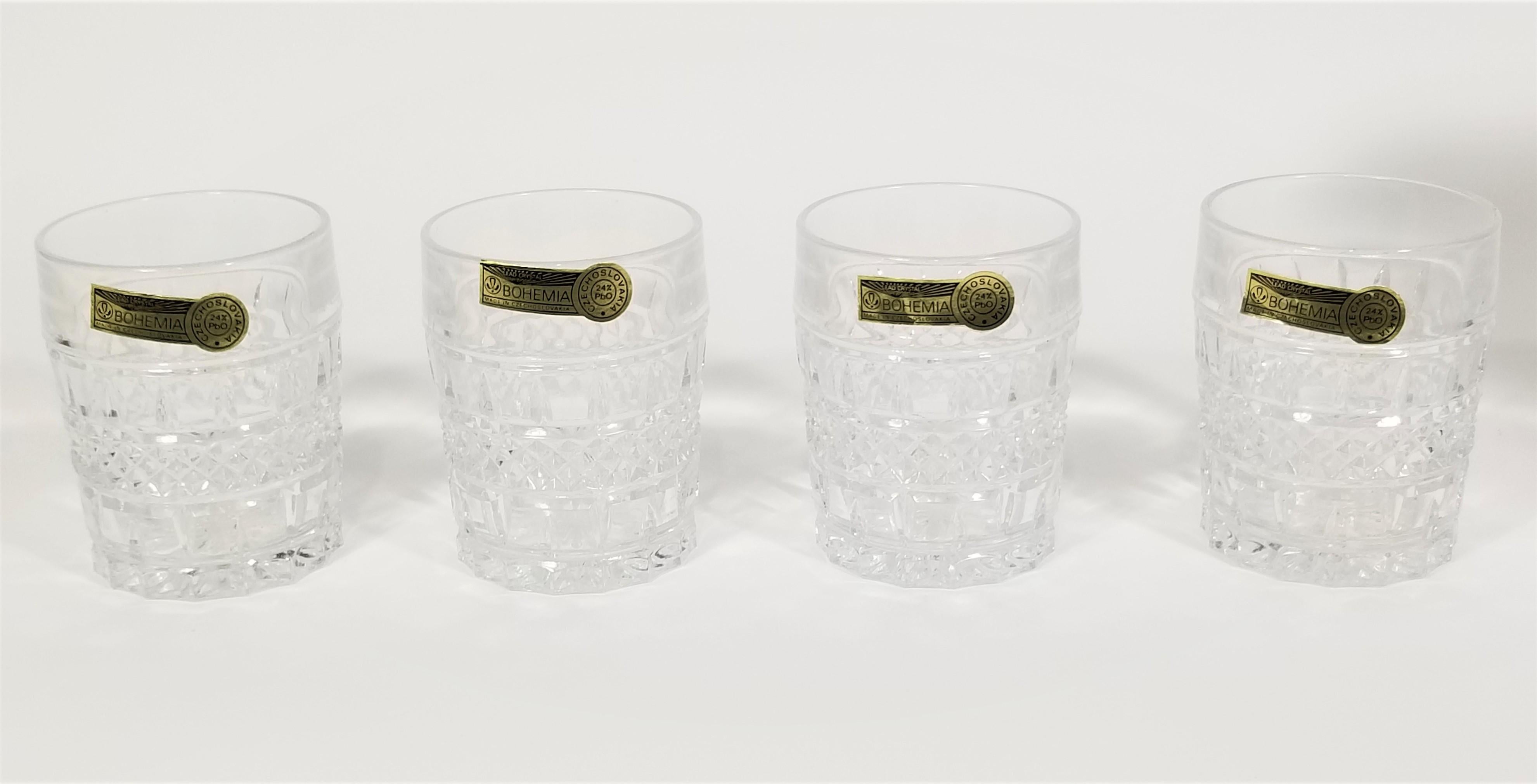 Lead Crystal Decanter Barware Glassware Set Bohemia Czech Mid Century Unused 5