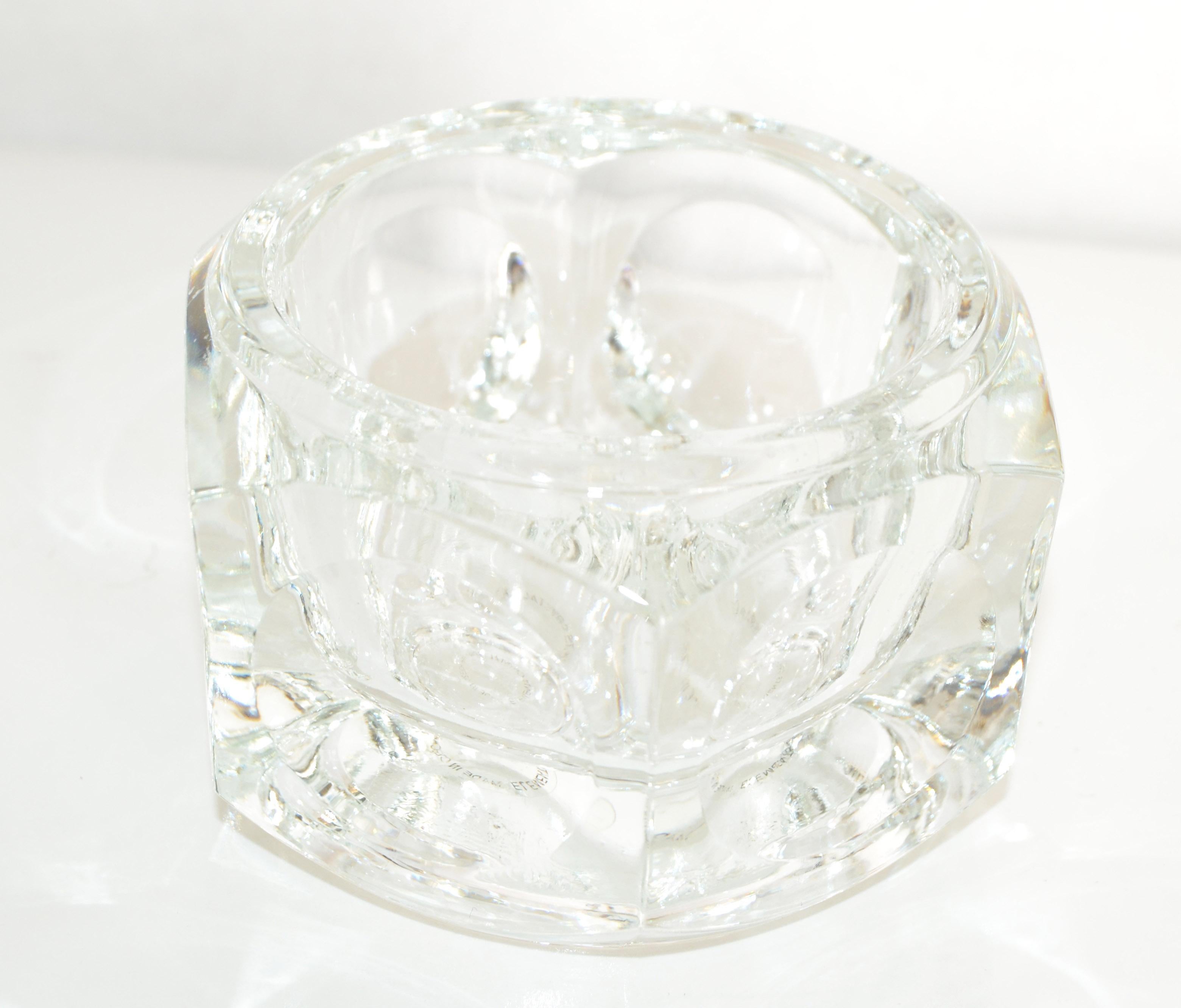 Fatto a mano Cristallo al piombo Mid-Century Modern Elements Czech Bohemian Votive Bowl 1980 in vendita