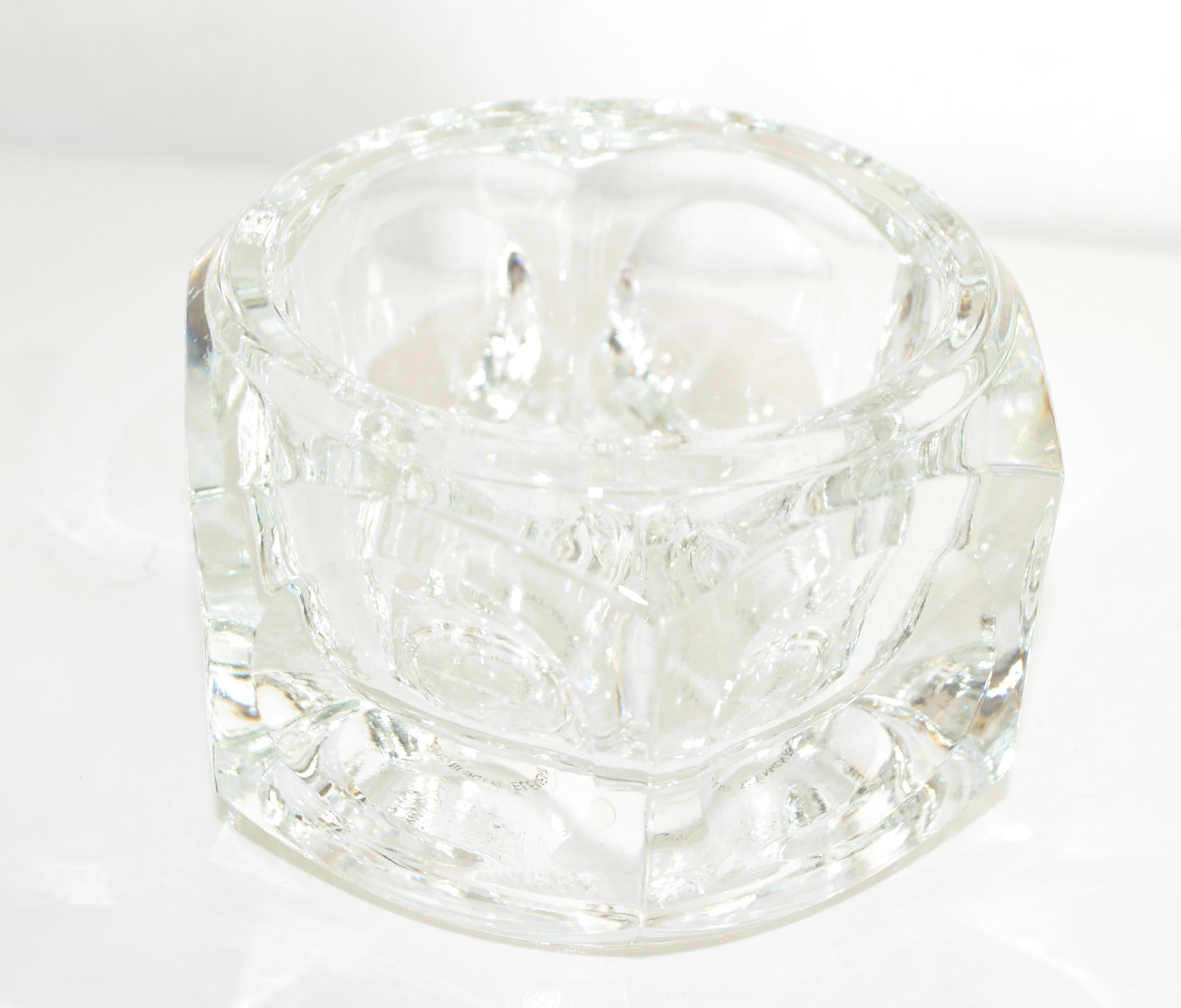 20th Century Lead Crystal Mid-Century Modern Vintage Elements Czech Bohemian Votive Bowl 1980 For Sale