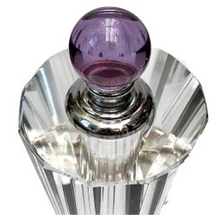 Lead Crystal Perfume Bottle with a Lilac Ball Top and Ball Base with Bubbles