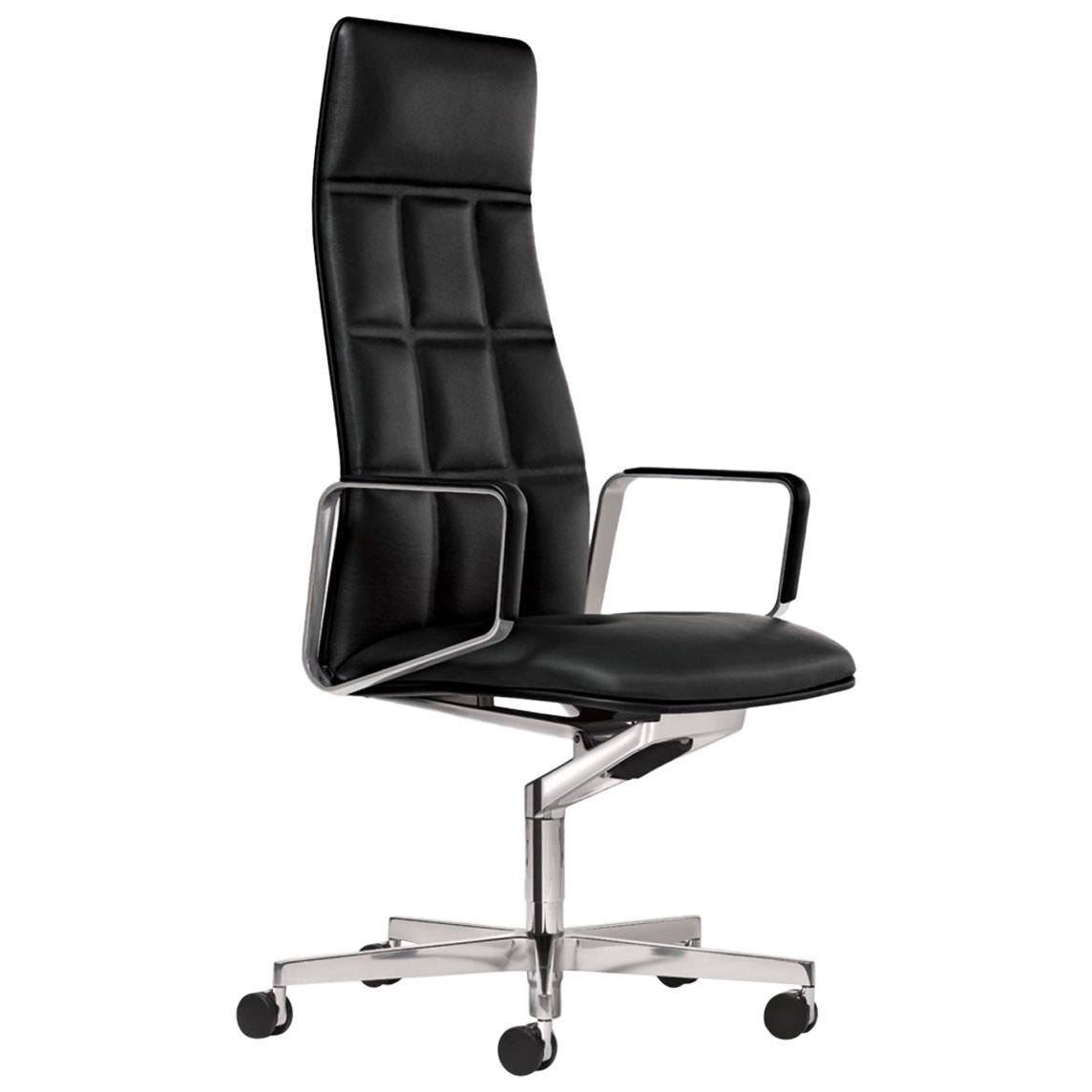 Lead Executive Swivel Black Leather Armchair