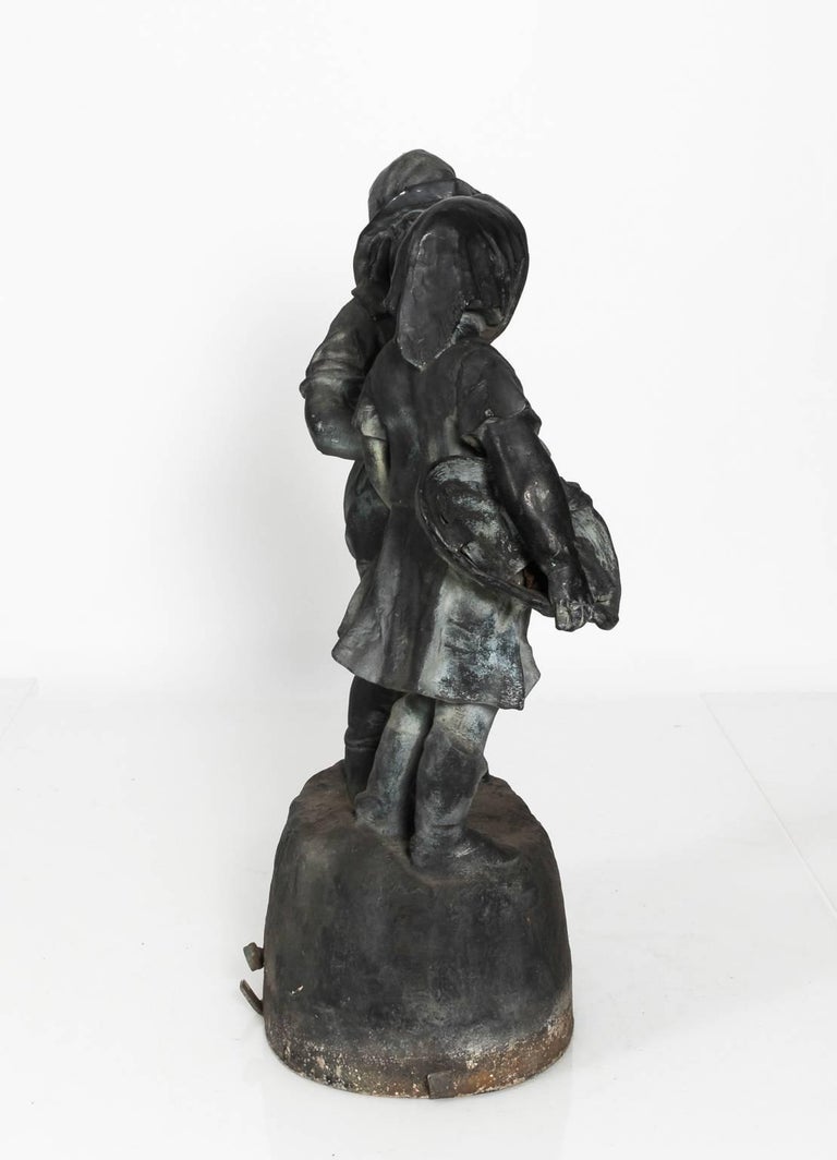 Lead Figurine Fountain by J.W. Fiske For Sale at 1stDibs