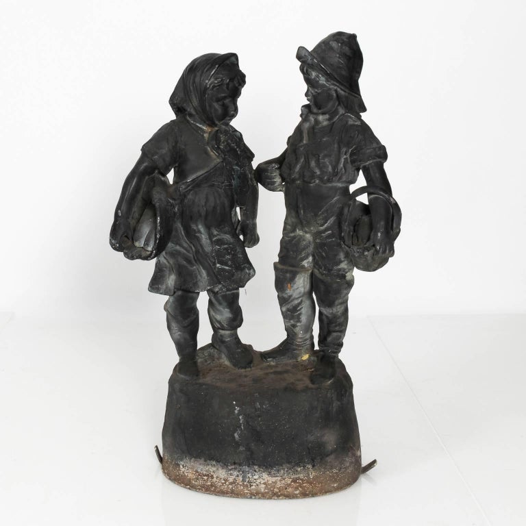 Lead Figurine Fountain by J.W. Fiske For Sale at 1stDibs