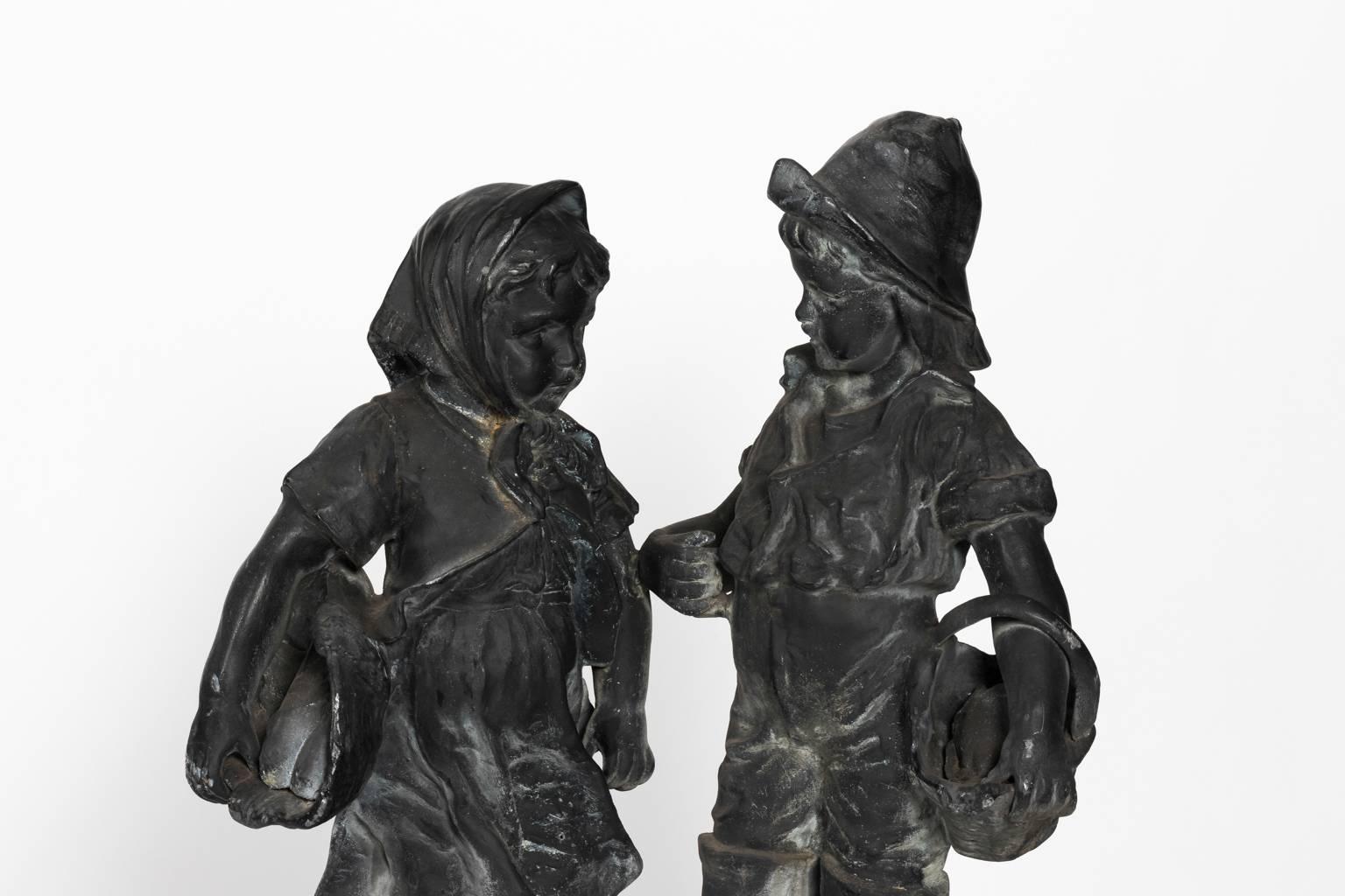 Lead Figurine Fountain by J.W. Fiske For Sale 3