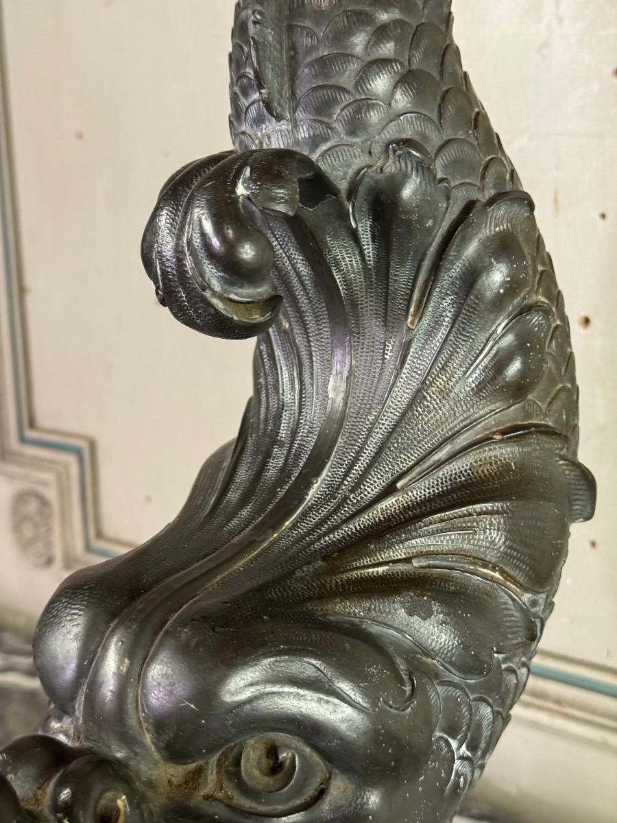 XIX secolo Serbatoio per fontana in piombo, delfino mitologico, XVIII secolo in vendita