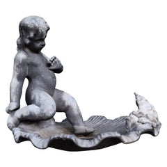 Vintage Lead Frog Fountain with Child