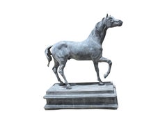 Lead Horse Head Statuette, Mid-20th Century, Detailed Sculpture, Circa