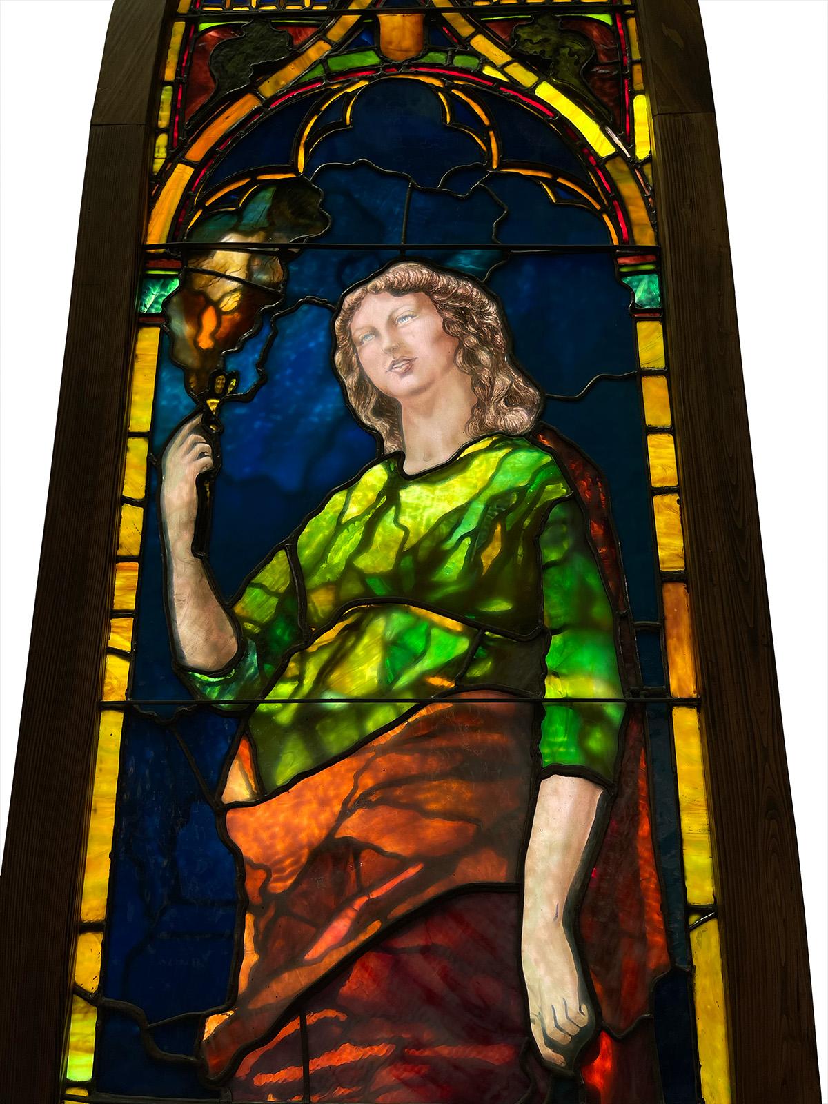 Lead Kindly Light Tiffany Stained-Glass Window In Good Condition In Salt Lake City, UT