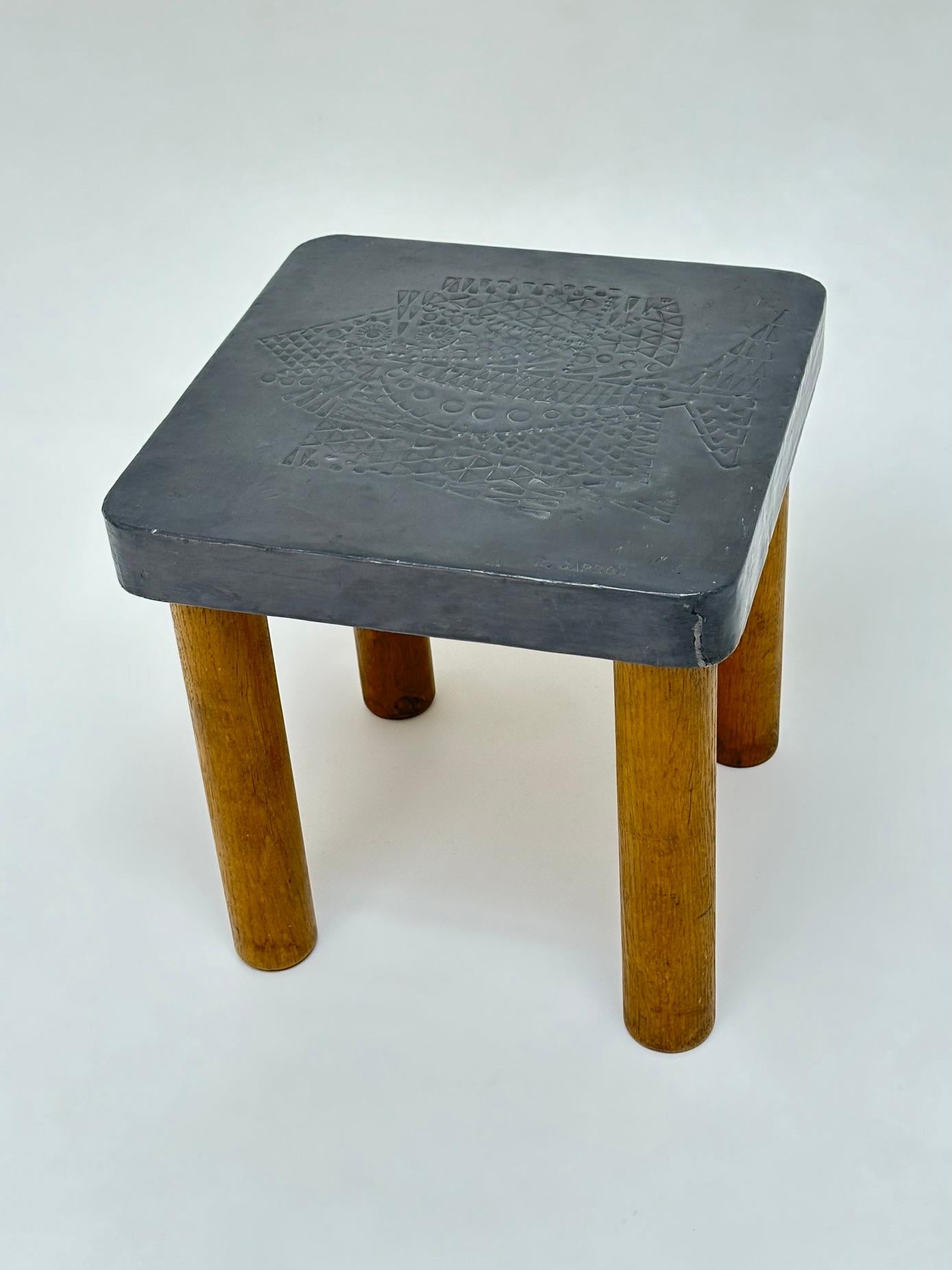 Embossed Lead Low Table, Roger Capron, Vallauris c. 1968 For Sale