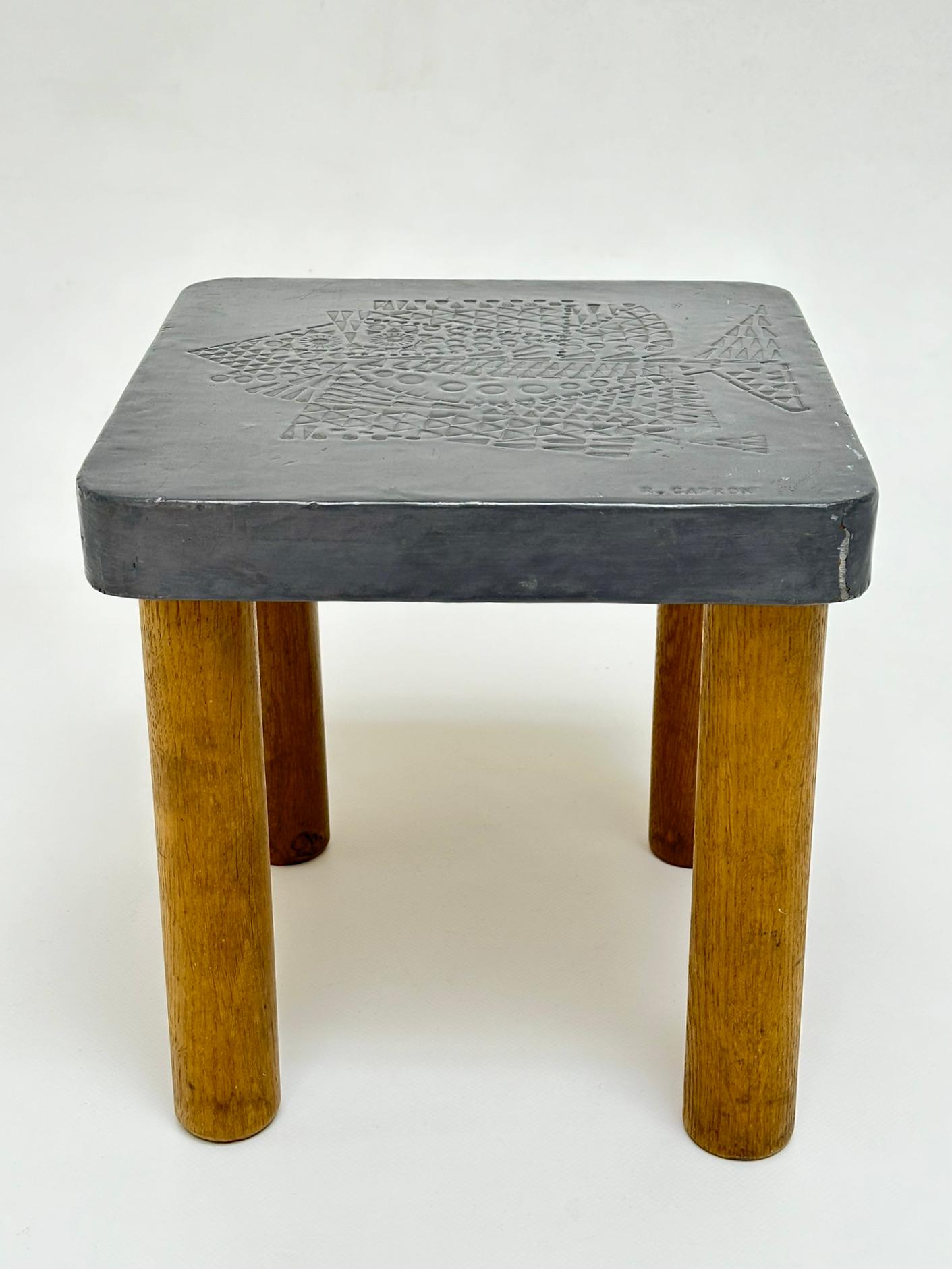 Mid-20th Century Lead Low Table, Roger Capron, Vallauris c. 1968 For Sale