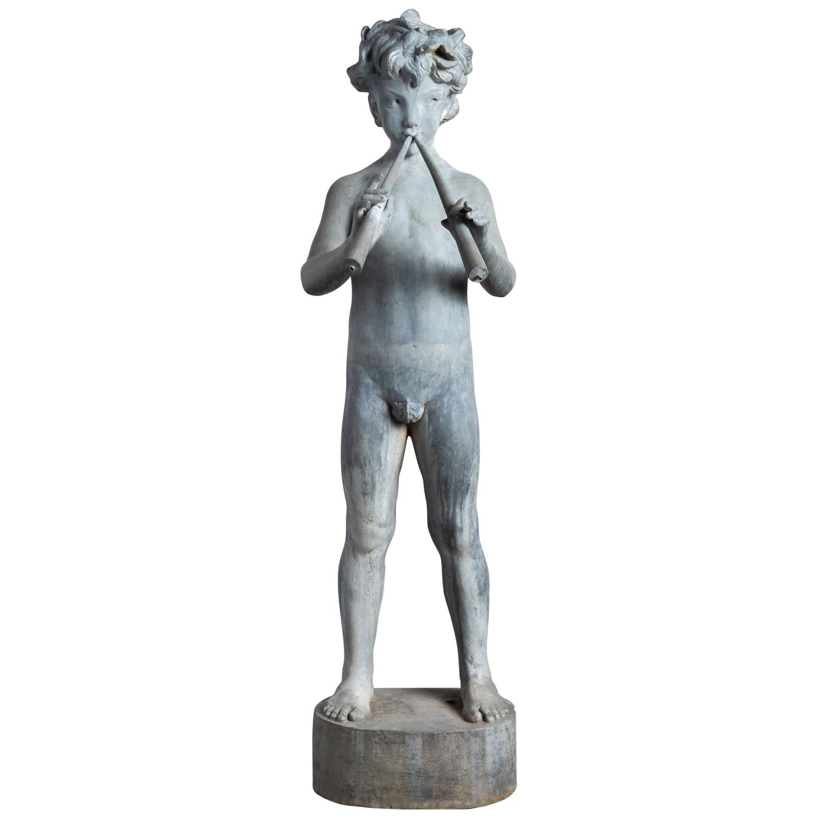 Lead Pan Fountain Figure, England, 19th Century