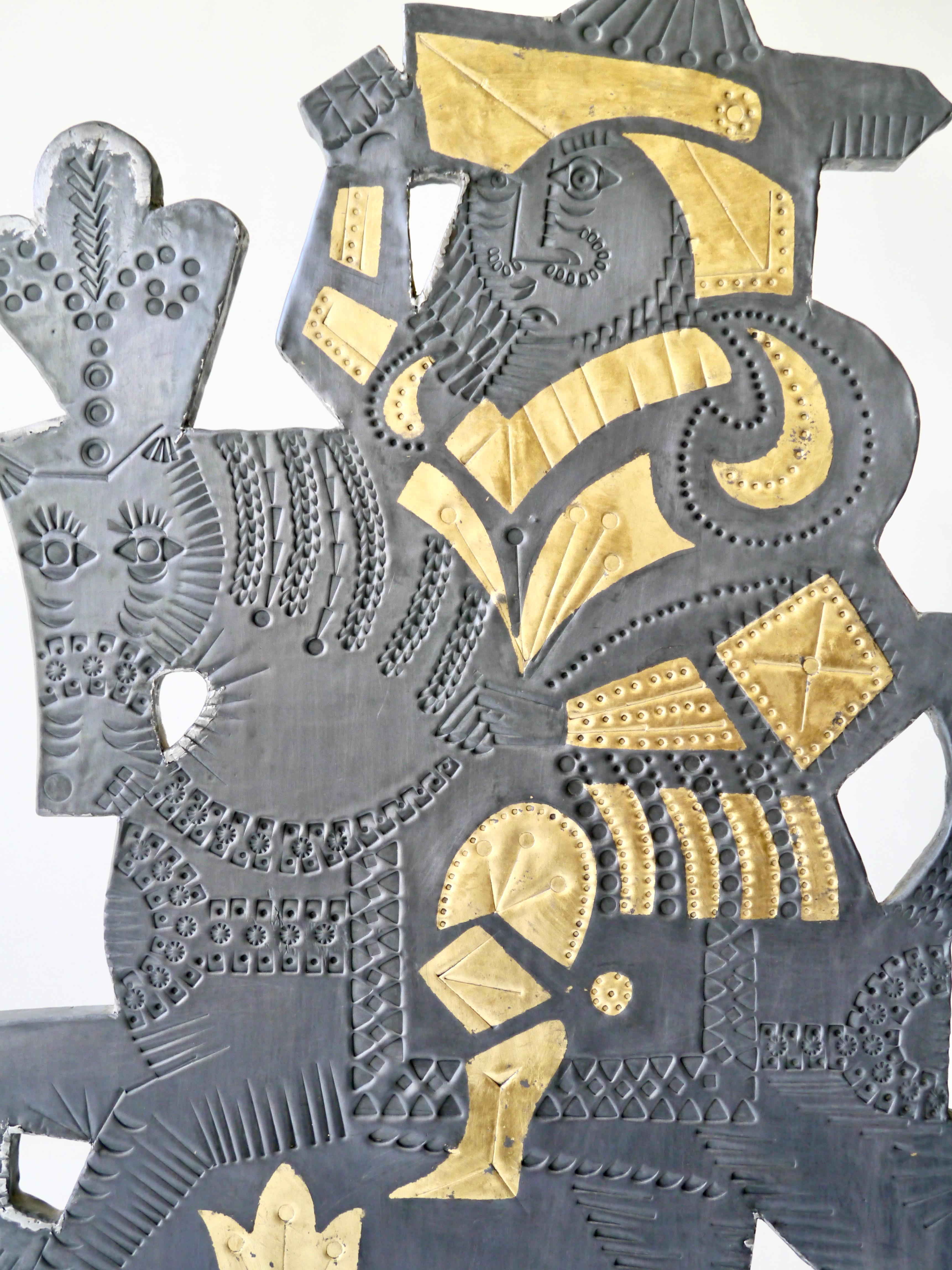 Panneau en plomb avec feuille d'or, Roger Capron & Jean Derval, France, vers 1968 Bon état - En vente à St Ouen, FR