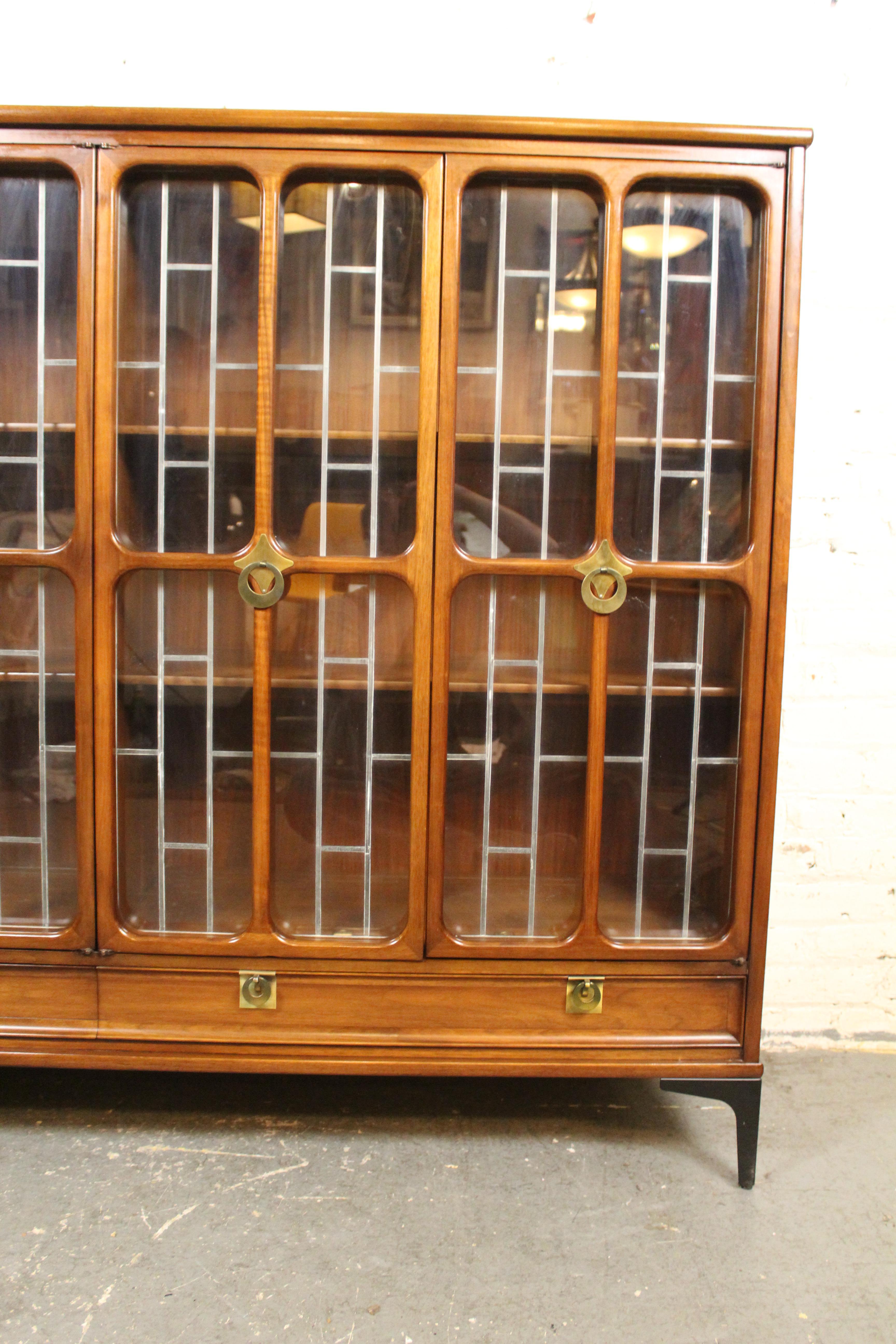 Leaded Glass Bookcase by White Furniture For Sale 1
