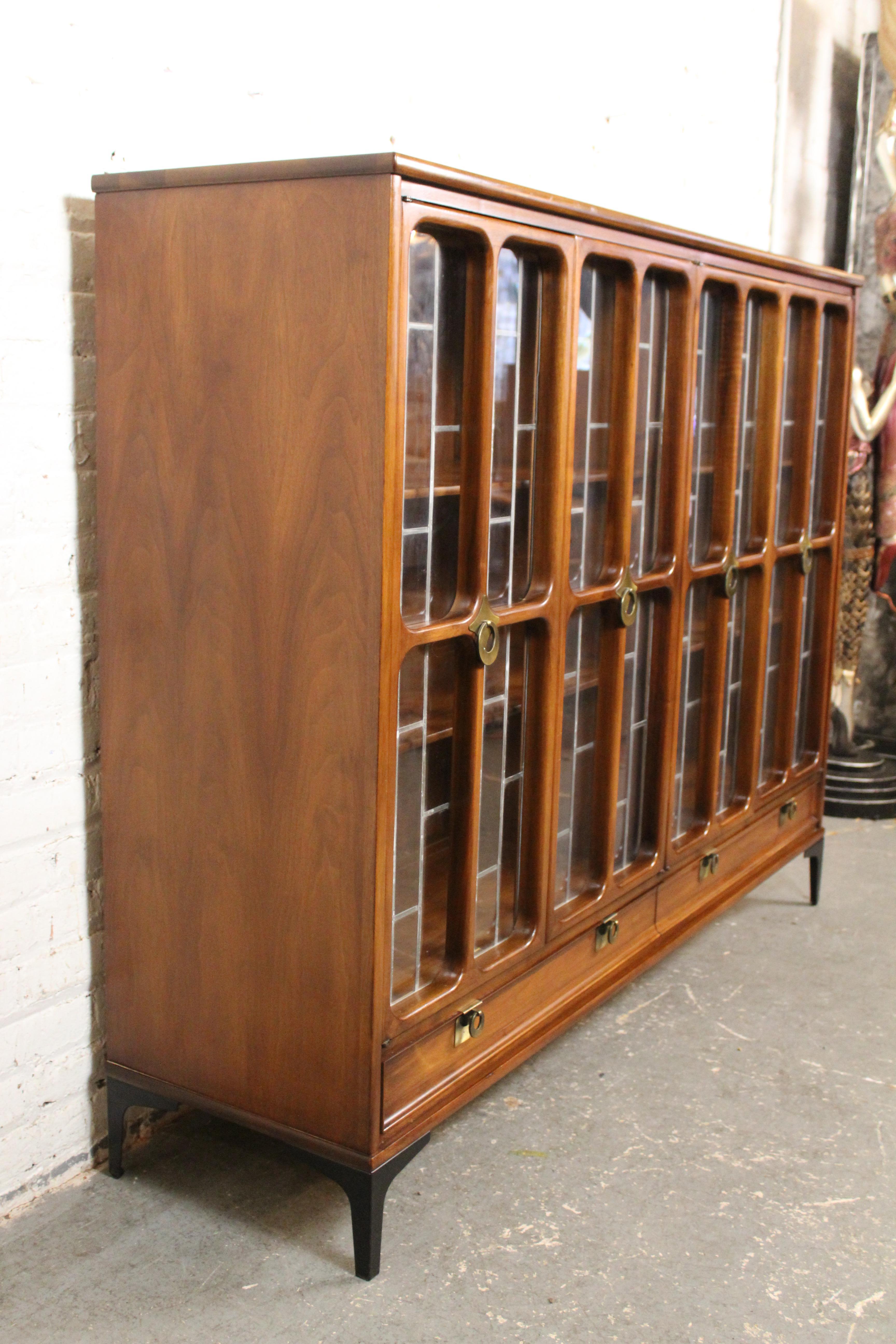 Leaded Glass Bookcase by White Furniture For Sale 4