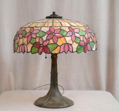 Leaded Glass Floral Table Lamp by Lamb Bros., Napanee Indiana, ca. 1915
