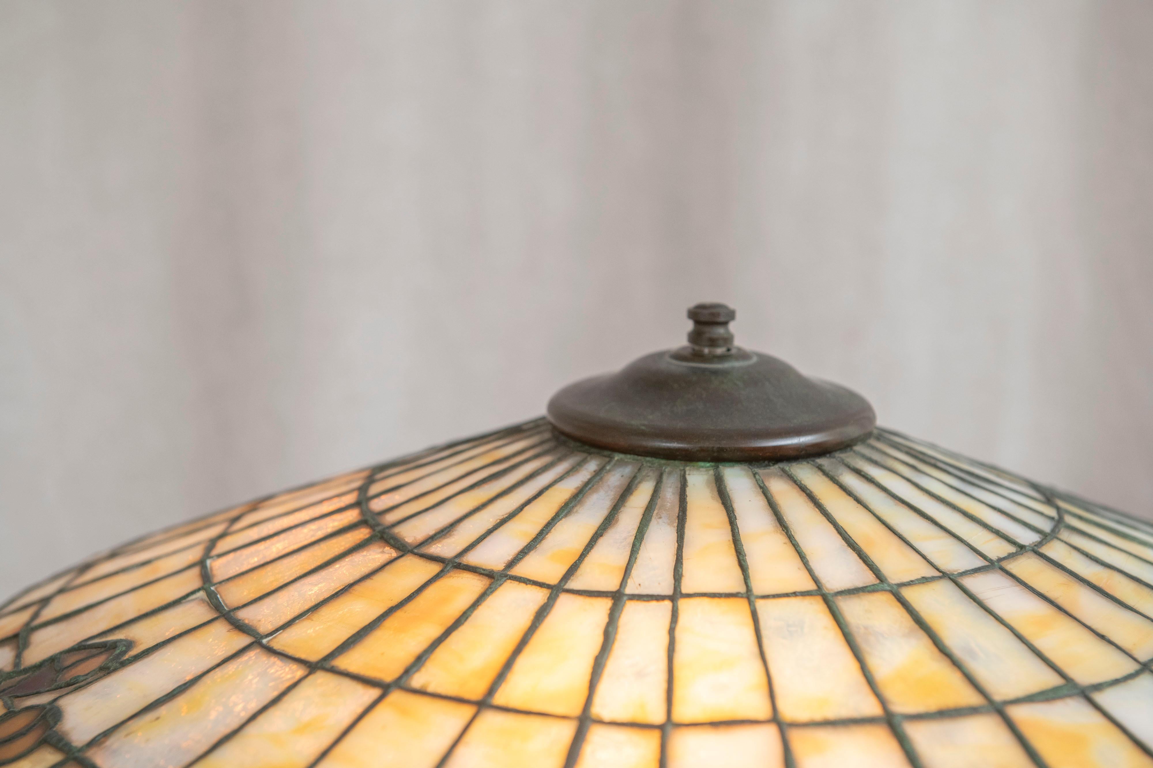 American Leaded Glass Lamp, Fall Colors Floral, by Lamb Bros. ca. 1915