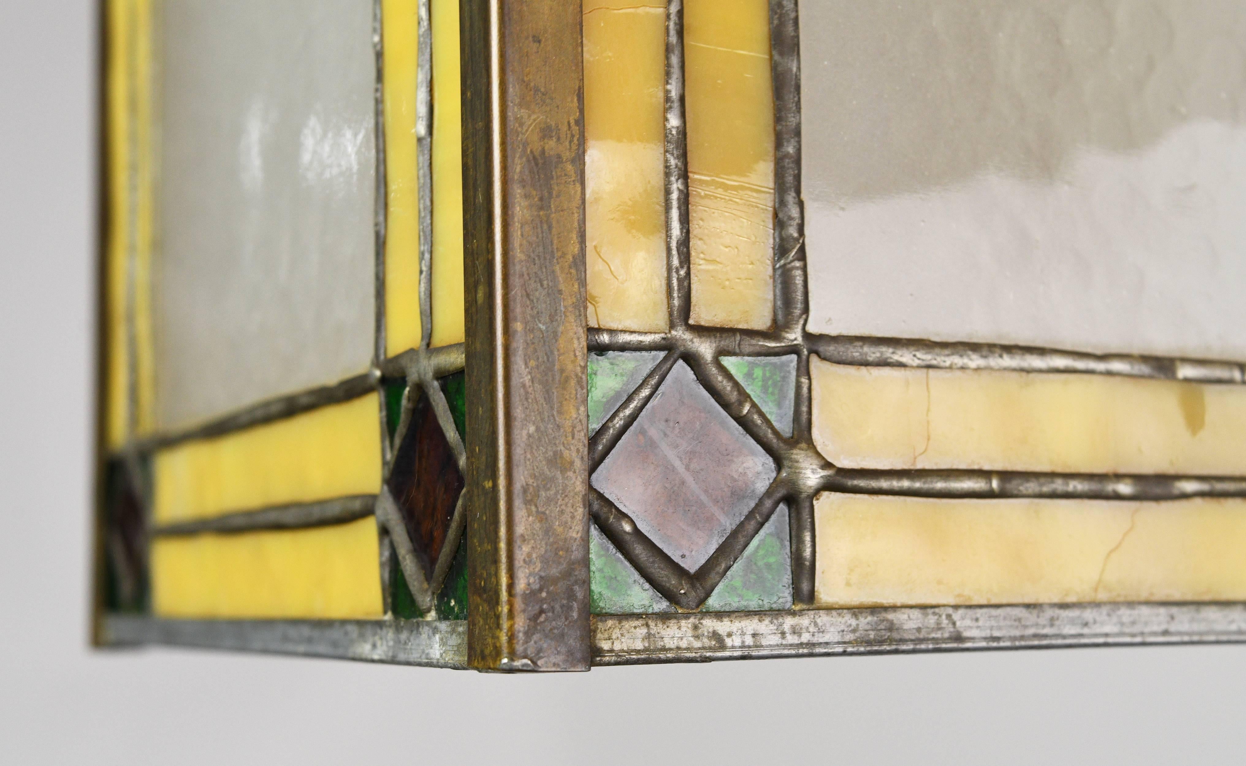 Early 20th Century Leaded Glass Prairie Pendant