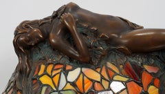 Leaded Glass Shade with Reclining Nude